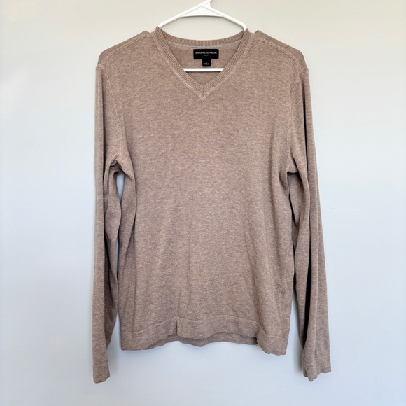 Banana Republic 100% Cotton V-Neck Sweater Business Casual Normcore Brown Men S - Picture 2 of 11